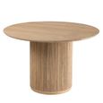 Vincent Fluted Dining Table - 120cm - 6 Seater - Round - Drum Base - Natural - Mango Wood