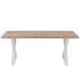 Zigzag Dining Table - 200cm - 8 Seater - Cross Leg - Natural and White - Wood and Metal