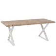 Zigzag Dining Table - 200cm - 8 Seater - Cross Leg - Natural and White - Wood and Metal