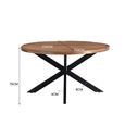 Rocky Dining Table - 150cm - 6-8 Seater - Round - Star Base - Natural - Mango Wood