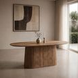 Salvator Curved Fluted Dining Table - 200cm - 8 Seater - Oval - Pedestal - Natural - Mango Wood