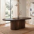 Sevilla Curved Fluted Dining Table - 220cm - 8 Seater - Oval - Pedestal - Chestnut - Mango Wood