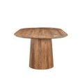 Salvator Curved Fluted Dining Table - 200cm - 8 Seater - Oval - Pedestal - Natural - Mango Wood