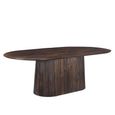Salvator Curved Fluted Dining Table - 200cm - 8 Seater - Oval - Pedestal - Walnut - Mango Wood