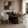 Salvator Curved Fluted Dining Table - 200cm - 8 Seater - Oval - Pedestal - Walnut - Mango Wood