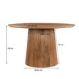 Salvator Fluted Dining Table - 130cm - 4 Seater - Round - Pedestal - Natural - Mango Wood