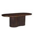 Sevilla Curved Fluted Dining Table - 220cm - 8 Seater - Oval - Pedestal - Chestnut - Mango Wood