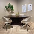 Sevilla Curved Fluted Dining Table - 220cm - 8 Seater - Oval - Pedestal - Chestnut - Mango Wood