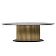 Ironville Brass Ribbed 10 Seater Oval Pedestal Dining Table