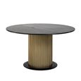 Ironville Brass Ribbed 6 Seater Round Pedestal Dining Table