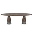 Harper Dining Table - 230cm - 10 Seater - Oval - Double Pedestal - Smoked Charcoal - Oak