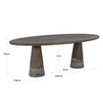 Harper Dining Table - 230cm - 10 Seater - Oval - Double Pedestal - Smoked Charcoal - Oak