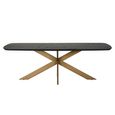 Cambon Dark Oak and Brass 12 Seater Dining Table with Spider Legs