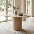 Renaissance Dining Table - 130cm - 4 Seater - Round - Pedestal - Beige - Travertine