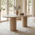 Renaissance Dining Table - 240cm - 10 Seater - Pedestal - Beige - Travertine