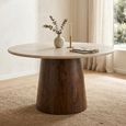 Brix Bottecino Dining Table - 130cm - 4 Seater - Pedestal - Chestnut - Ceramic and Mango Wood