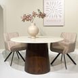 Brix Bottecino Dining Table - 130cm - 4 Seater - Pedestal - Chestnut - Ceramic and Mango Wood