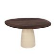 Brix Marron Dining Table - 140cm - 6 Seater - Pedestal - Off White - Mango Wood and Metal