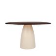 Brix Marron Dining Table - 140cm - 6 Seater - Pedestal - Off White - Mango Wood and Metal