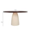 Brix Marron Dining Table - 140cm - 6 Seater - Pedestal - Off White - Mango Wood and Metal