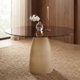 Brix Mylon Dining Table - 140cm - 6 Seater - Cone Base - Off White - Glass and Metal