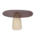 Brix Mylon Dining Table - 140cm - 6 Seater - Cone Base - Off White - Glass and Metal