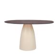 Brix Mylon Dining Table - 140cm - 6 Seater - Cone Base - Off White - Glass and Metal