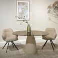 Brix Mylon Dining Table - 140cm - 6 Seater - Cone Base - Off White - Glass and Metal