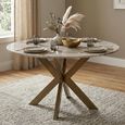 Bottega Dining Table - 140cm - 6 Seater - Spider Legs - Round - Blush Beige - Marble and Metal