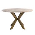 Bottega Dining Table - 140cm - 6 Seater - Spider Legs - Round - Blush Beige - Marble and Metal
