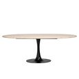 Hampton Travertine Beige 8 Seater Oval Dining Table with Back Tulip Base