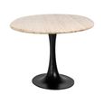 Hampton Travertine Beige 8 Seater Oval Dining Table with Back Tulip Base