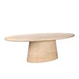 Fictus Travertine Beige 10 Seater Oval Pedestal Dining Table