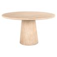Fictus Travertine Beige 6 Seater Round Pedestal Dining Table