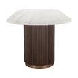 Mayfield White Marble Top 10 Seater Oval Dining Table - Dark Wood Fluted Pedestal Base