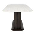 Mayfield White Marble Top 8 Seater Dining Table - Dark Wood Fluted Pedestal Base
