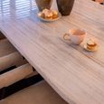 Mayfield White Marble Top 8 Seater Dining Table - Dark Wood Fluted Pedestal Base