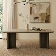 Nando Dining Table - 230cm - 10 Seater - Double Pedestal - Brown - Ceramic and Oak