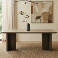 Nando Dining Table - 270cm - 10 Seater - Double Pedestal - Brown - Ceramic and Oak
