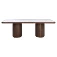 Willox Curved Dining Table - 235cm - 10 Seater - Double Pedestal - Beige and Brown - Glass and Oak
