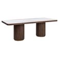 Willox Curved Dining Table - 235cm - 10 Seater - Double Pedestal - Beige and Brown - Glass and Oak