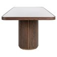 Willox Curved Dining Table - 235cm - 10 Seater - Double Pedestal - Beige and Brown - Glass and Oak