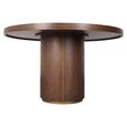 Willox Dining Table - 130cm - 4 Seater - Round - Pedestal - Beige and Brown - Glass and Oak