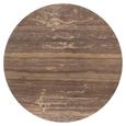 Russo Dining Table - 140cm - 6 Seater - Round - Fluted Base - Ash Brown - Travertine Top