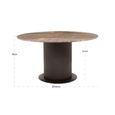 Russo Dining Table - 140cm - 6 Seater - Round - Fluted Base - Ash Brown - Travertine Top