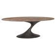 Russo Dining Table - 235cm - 10 Seater - Ellipse - Ash Brown - Travertine Top and Aluminum
