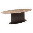 Russo Dining Table - 235cm - 10 Seater - Ellipse - Fluted Base - Ash Brown - Travertine Top