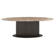 Russo Dining Table - 235cm - 10 Seater - Ellipse - Fluted Base - Ash Brown - Travertine Top