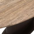 Russo Dining Table - 235cm - 10 Seater - Ellipse - Fluted Base - Ash Brown - Travertine Top