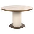 Tivoli Dining Table - 130cm - 6 Seater - Round - Pedestal - with Gold Trim - White - Ceramic